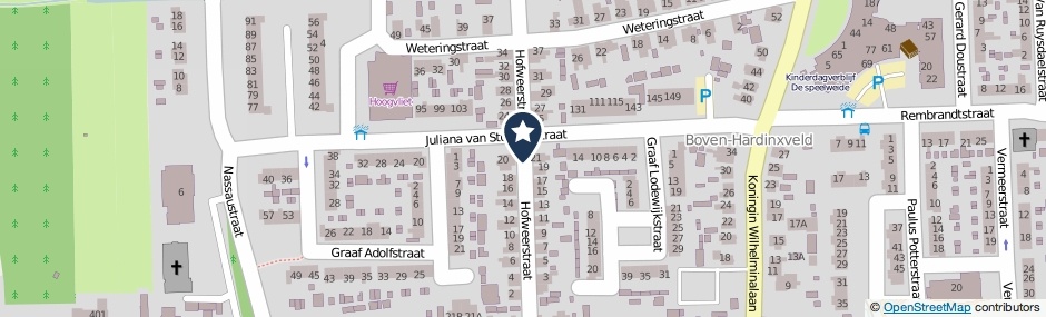 Kaartweergave Hofweerstraat in Hardinxveld-Giessendam
