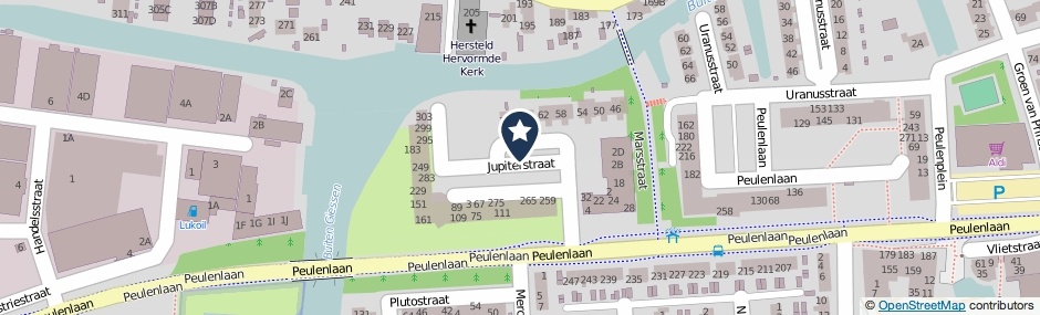 Kaartweergave Jupiterstraat in Hardinxveld-Giessendam