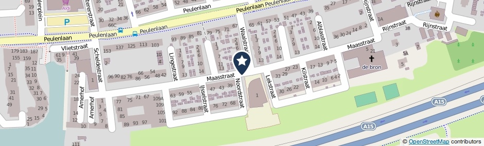 Kaartweergave Maasstraat in Hardinxveld-Giessendam
