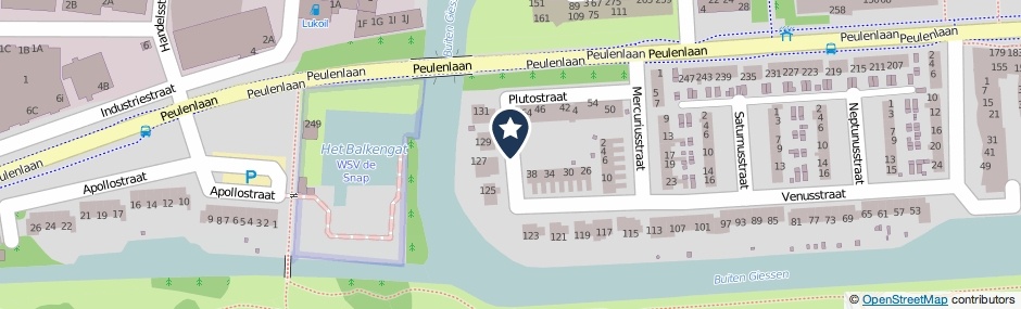 Kaartweergave Plutostraat in Hardinxveld-Giessendam