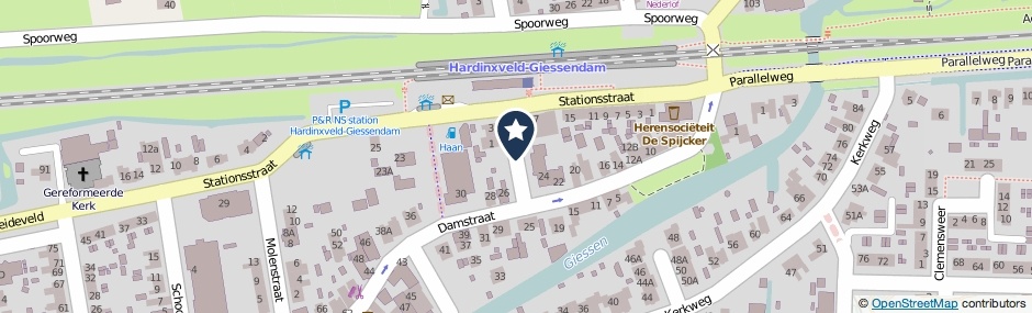 Kaartweergave Stationsdwarsstraat in Hardinxveld-Giessendam