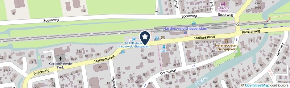 Kaartweergave Stationsstraat in Hardinxveld-Giessendam