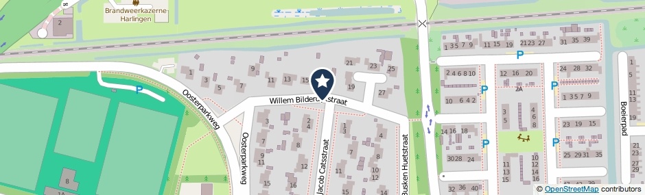 Kaartweergave Willem Bilderdijkstraat in Harlingen