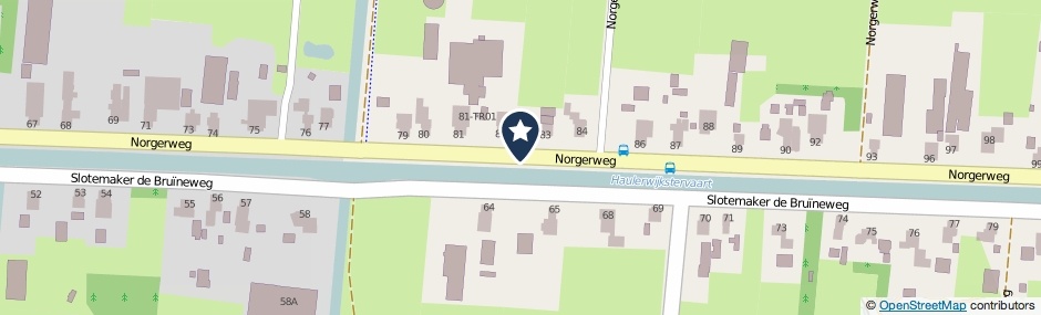 Kaartweergave Norgerweg in Haulerwijk
