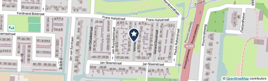 Kaartweergave Vermeerstraat in Hazerswoude-Dorp