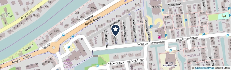 Kaartweergave Huygensstraat in Hazerswoude-Rijndijk