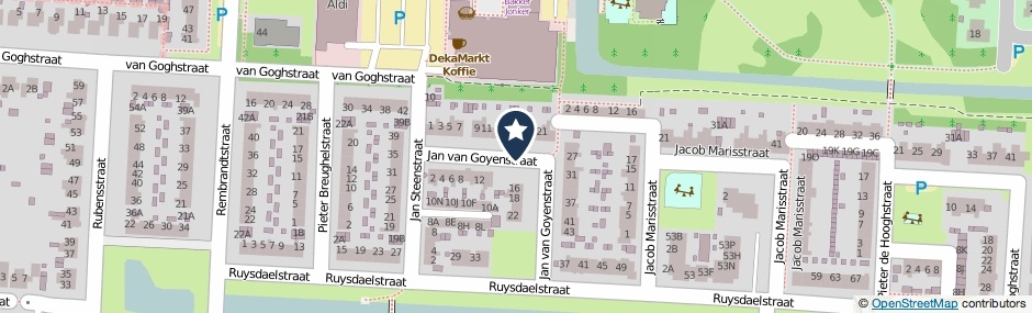 Kaartweergave Jan Van Goyenstraat in Heerhugowaard