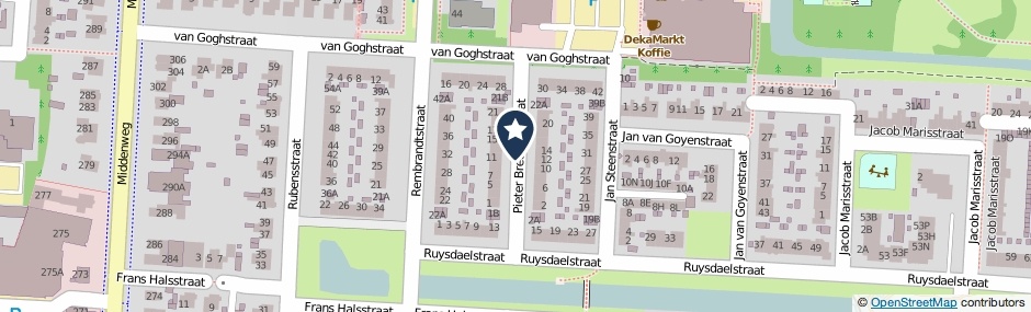 Kaartweergave P. Breughelstraat in Heerhugowaard