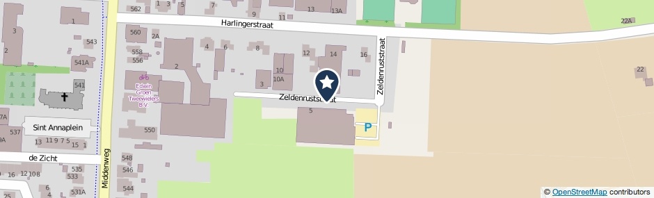 Kaartweergave Zeldenruststraat in Heerhugowaard