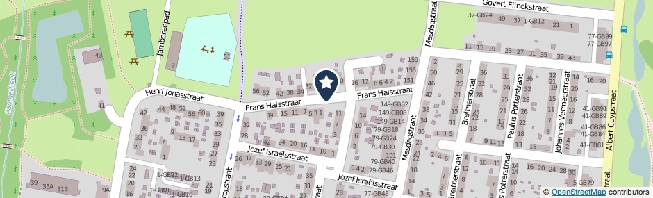 Kaartweergave Frans Halsstraat in Heerlen