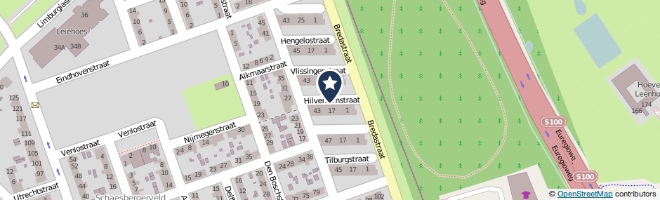 Kaartweergave Hilversumstraat in Heerlen
