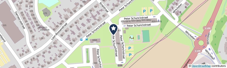 Kaartweergave Peter Schunckstraat in Heerlen