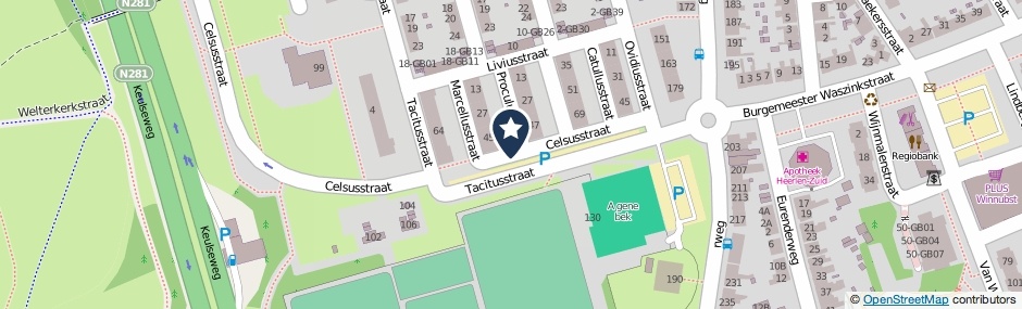 Kaartweergave Tacitusstraat in Heerlen