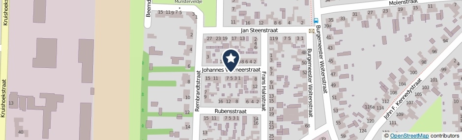 Kaartweergave Johannes Vermeerstraat in Heesch