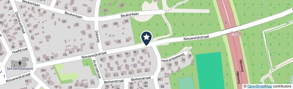 Kaartweergave Nieuwwijkstraat in Heijen