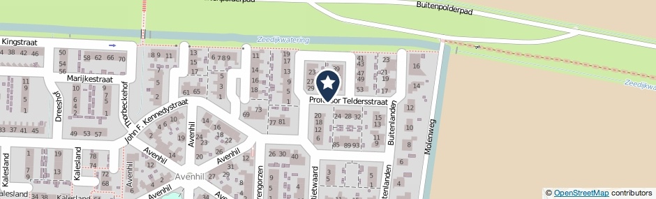Kaartweergave Prof. Teldersstraat in Heinenoord