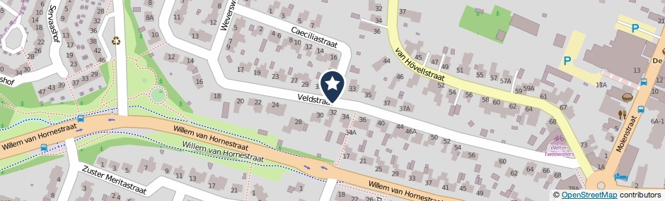 Kaartweergave Veldstraat in Helden