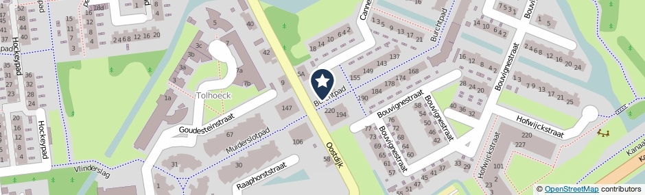 Kaartweergave Burchtpad 175 in Hellevoetsluis
