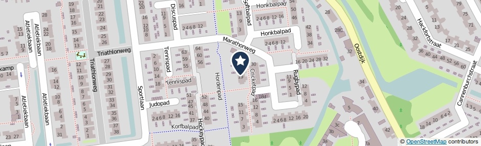 Kaartweergave Cricketpad 21 in Hellevoetsluis