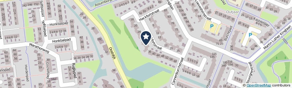 Kaartweergave Hackfortstraat 32 in Hellevoetsluis