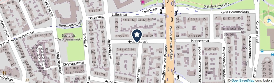 Kaartweergave Hyacintstraat in Helmond