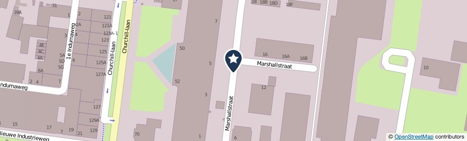 Kaartweergave Marshallstraat in Helmond
