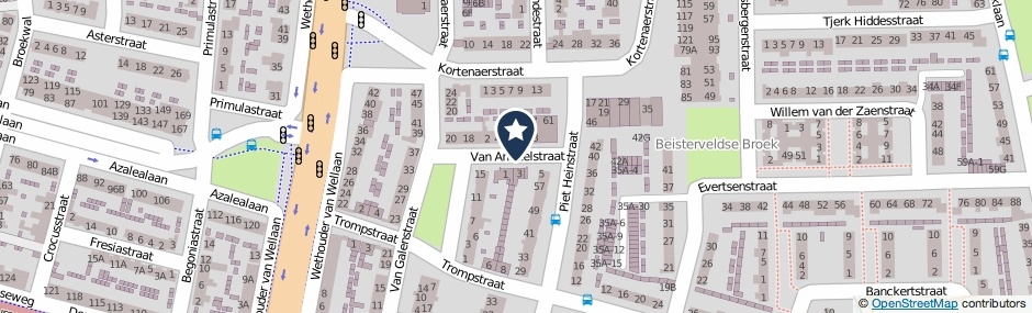 Kaartweergave Van Amstelstraat in Helmond