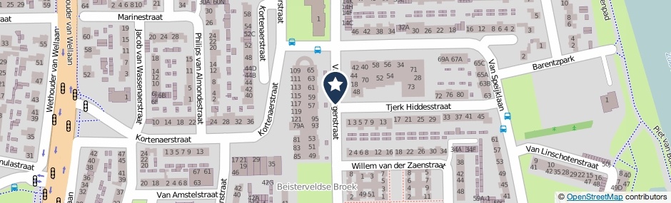 Kaartweergave Van Kinsbergenstraat in Helmond