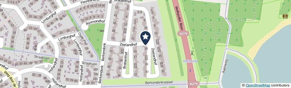Kaartweergave Zeelandhof in Helmond