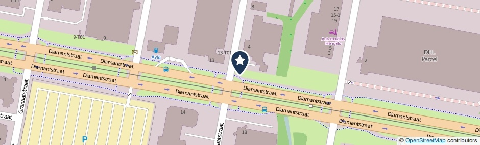 Kaartweergave Diamantstraat in Hengelo (Overijssel)