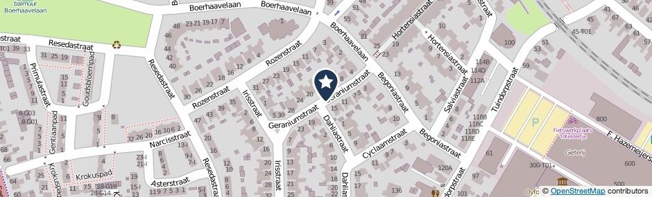 Kaartweergave Geraniumstraat in Hengelo (Overijssel)
