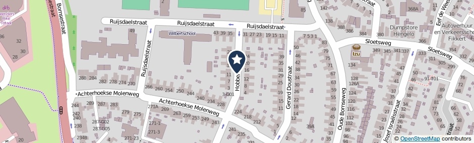 Kaartweergave Hobbemastraat in Hengelo (Overijssel)