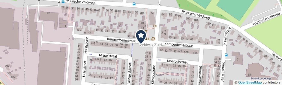 Kaartweergave Kamperfoeliestraat in Hengelo (Overijssel)