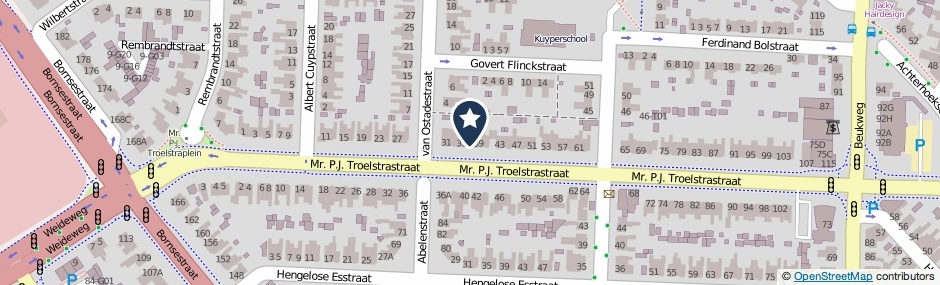Kaartweergave Mr. P.J. Troelstrastraat 37 in Hengelo (Overijssel)