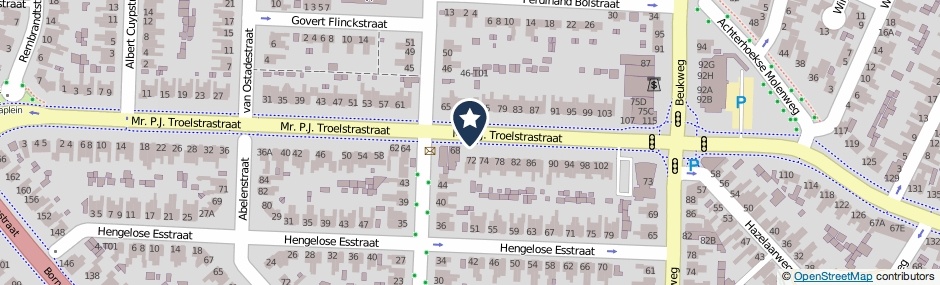 Kaartweergave Mr. P.J. Troelstrastraat in Hengelo (Overijssel)
