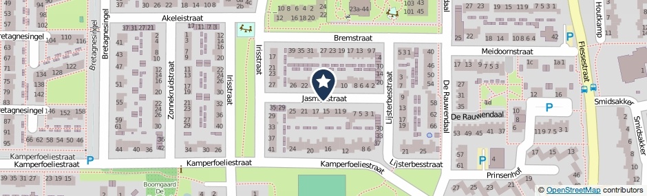 Kaartweergave Jasmijnstraat in Heteren