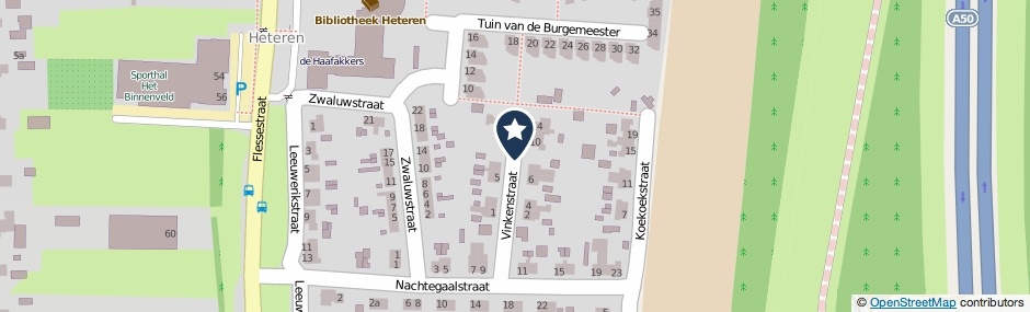 Kaartweergave Vinkenstraat in Heteren