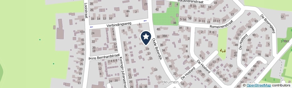 Kaartweergave Oude Boterdijk 21 in Heumen