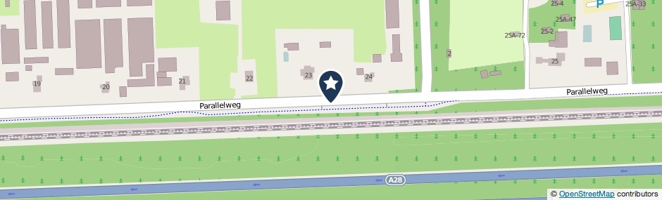 Kaartweergave Parallelweg in Hierden