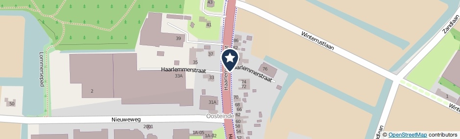 Kaartweergave Haarlemmerstraat in Hillegom