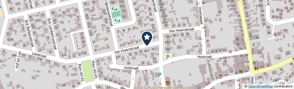 Kaartweergave Van Hoornstraat in Hilvarenbeek