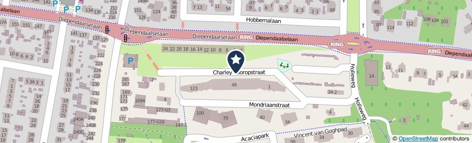 Kaartweergave Charley Tooropstraat in Hilversum