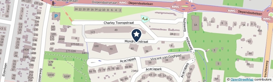 Kaartweergave Mondriaanstraat in Hilversum