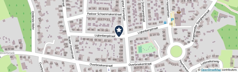 Kaartweergave Ligtenbergstraat in Hoensbroek