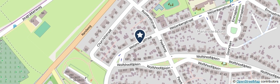 Kaartweergave Weijenbergstraat in Hoensbroek