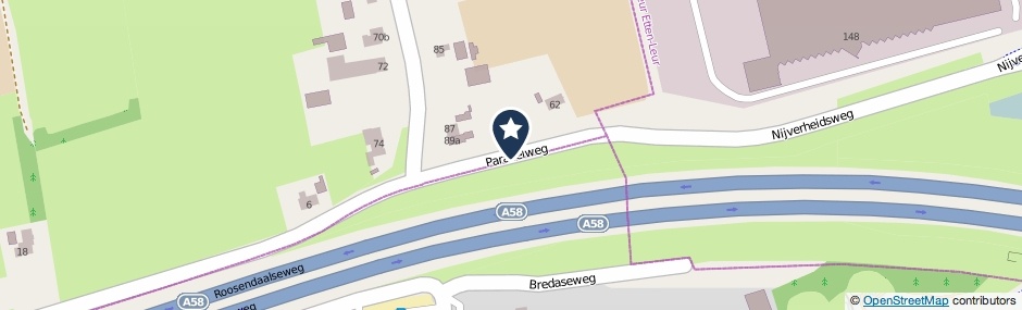 Kaartweergave Parallelweg in Hoeven