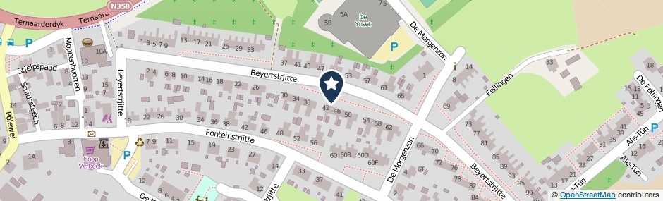Kaartweergave Beyertstrjitte in Holwert