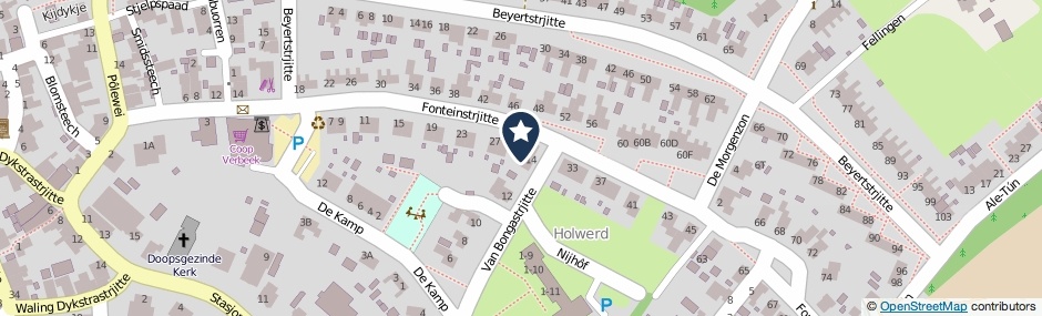 Kaartweergave Fonteinstrjitte in Holwert