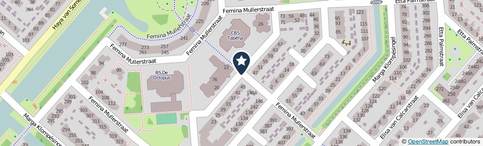 Kaartweergave Femina Mullerstraat in Hoofddorp