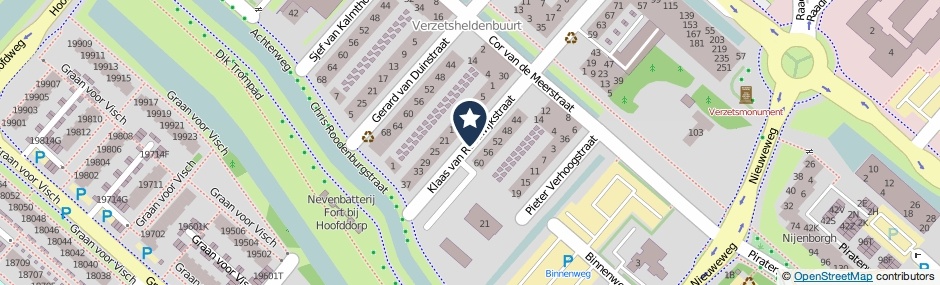 Kaartweergave Klaas Van Reeuwijkstraat in Hoofddorp